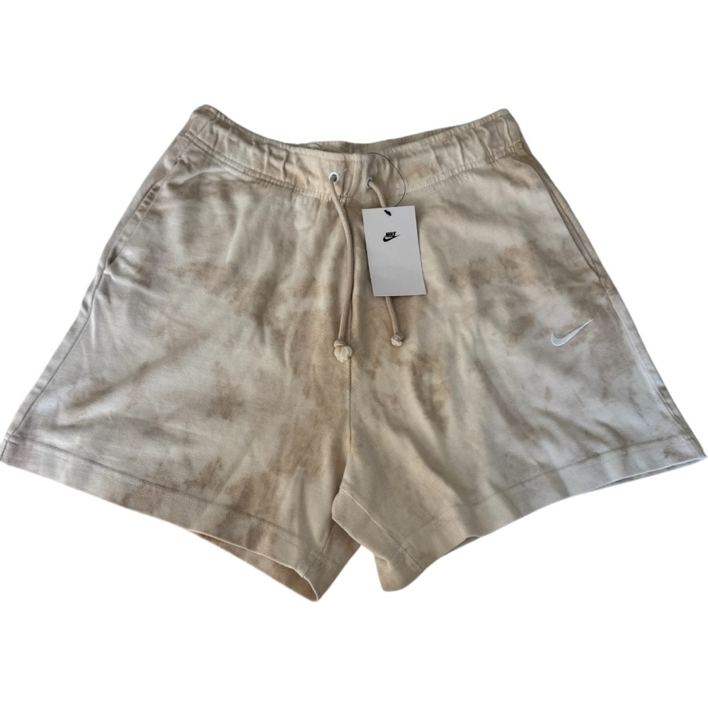 Nike Women's Sportswear Washed Jersey Shorts Sanddrift/White Size M NWT